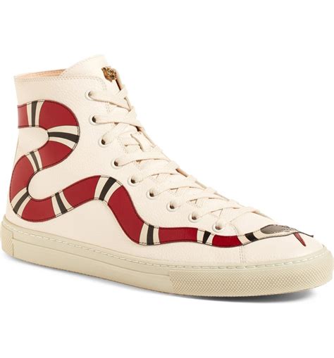 hi top gucci sneakers black and white|gucci snake high top sneakers.